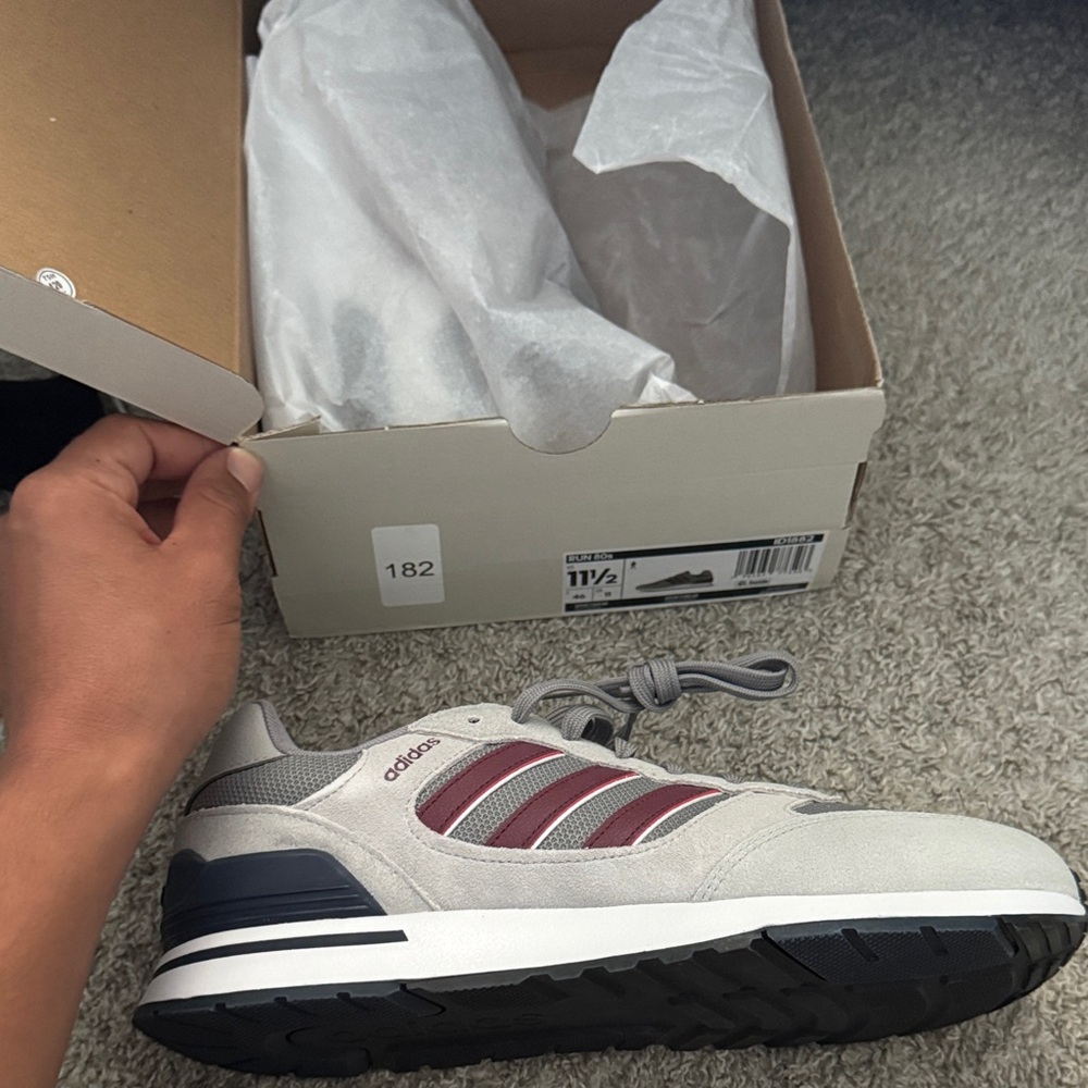 Adidas Gray and Maroon Athletic Shoes